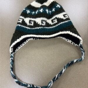 Unisex Cozy Knit Winter Hat - Green, Black and White